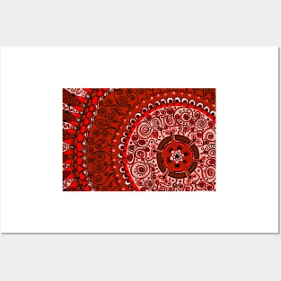 Red, Black and White Mandala Posters and Art